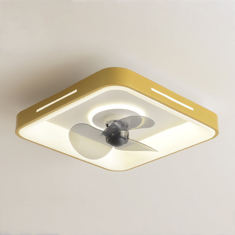 Geometric Shape Metal Ceiling Fan Modern Style 2 Lights Ceiling Fan Lamp