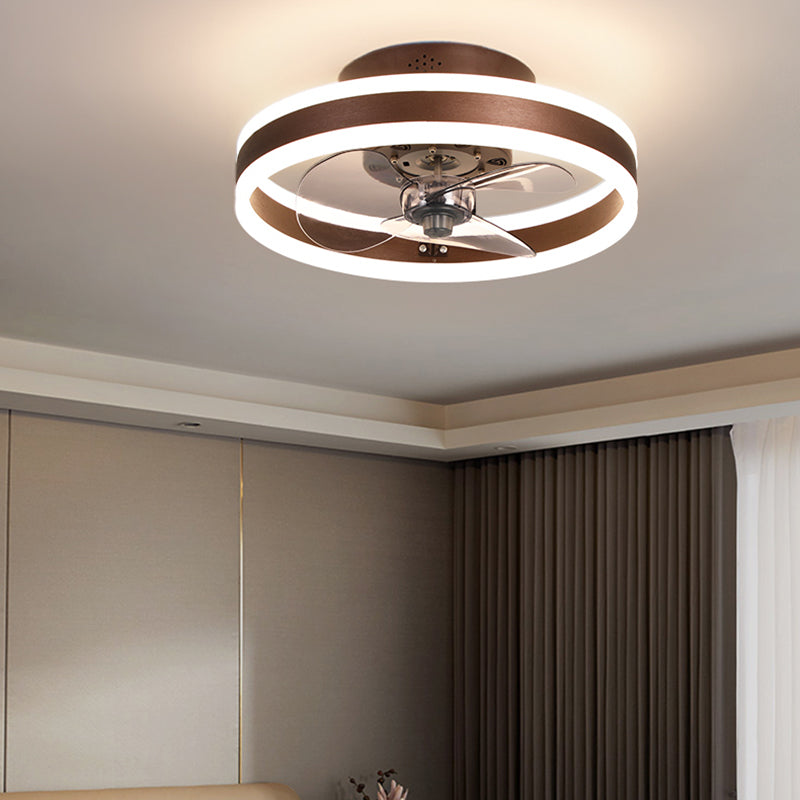 Round Shape Metal Ceiling Fan Modern Style 1 Light  Ceiling Fan Lamp