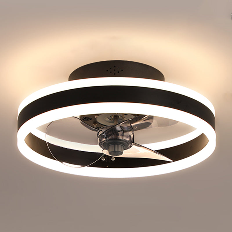 Round Shape Metal Ceiling Fan Modern Style 1 Light  Ceiling Fan Lamp