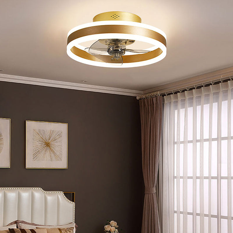 Round Shape Metal Ceiling Fan Modern Style 1 Light  Ceiling Fan Lamp