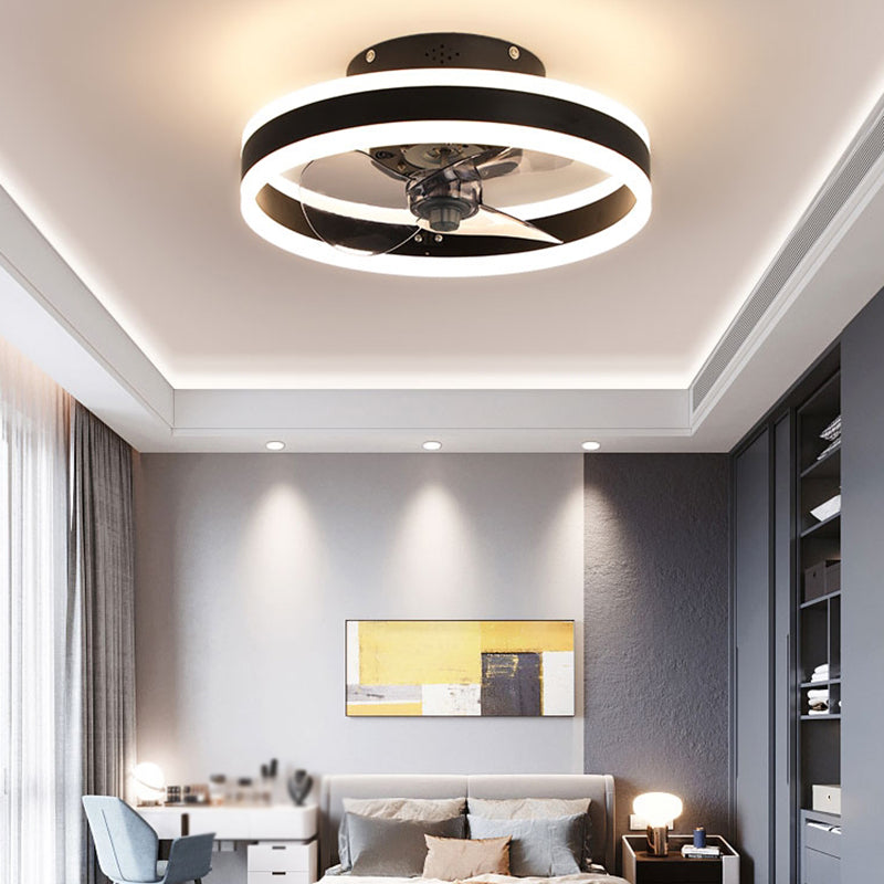 Round Shape Metal Ceiling Fan Modern Style 1 Light  Ceiling Fan Lamp