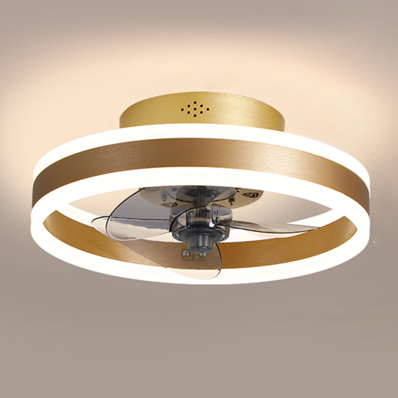 Round Shape Metal Ceiling Fan Modern Style 1 Light  Ceiling Fan Lamp