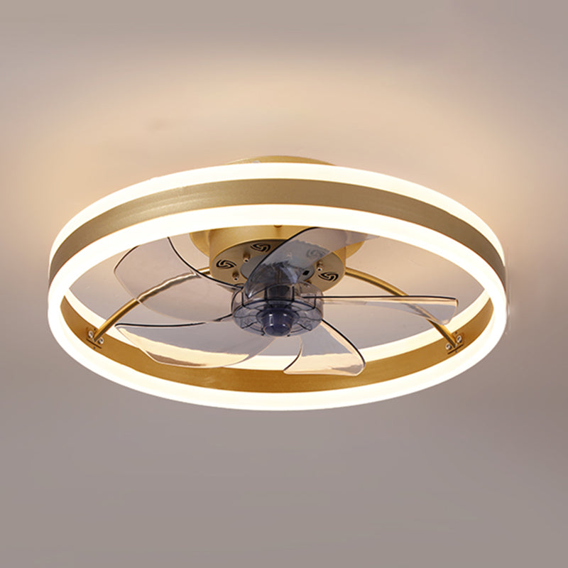 Round Shape Metal Ceiling Fan Modern Style 1 Light  Ceiling Fan Lamp