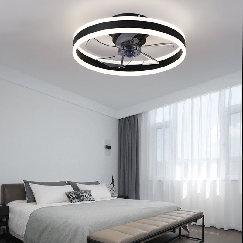 Round Shape Metal Ceiling Fan Modern Style 1 Light  Ceiling Fan Lamp