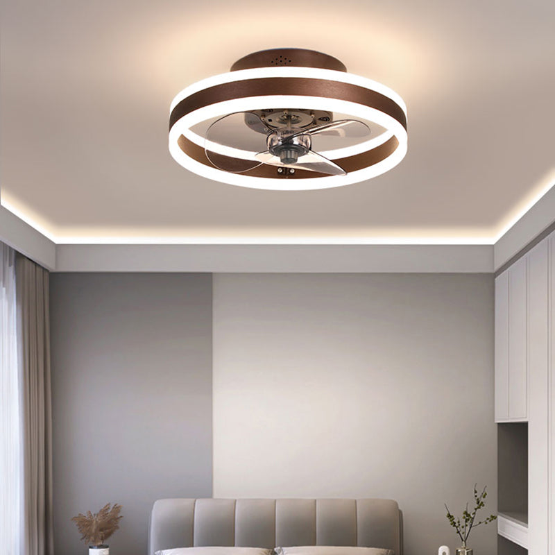 Round Shape Metal Ceiling Fan Modern Style 1 Light  Ceiling Fan Lamp