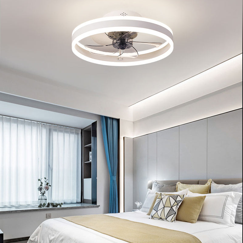 Round Shape Metal Ceiling Fan Modern Style 1 Light  Ceiling Fan Lamp