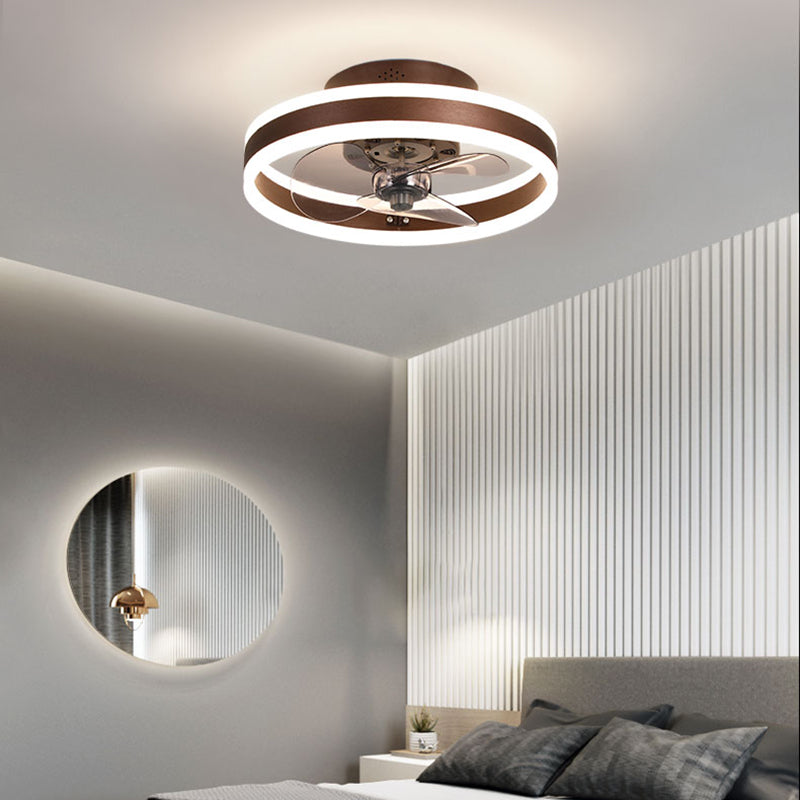 Round Shape Metal Ceiling Fan Modern Style 1 Light  Ceiling Fan Lamp