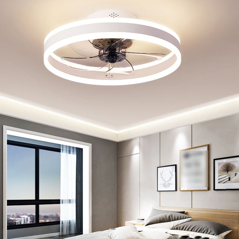Round Shape Metal Ceiling Fan Modern Style 1 Light  Ceiling Fan Lamp