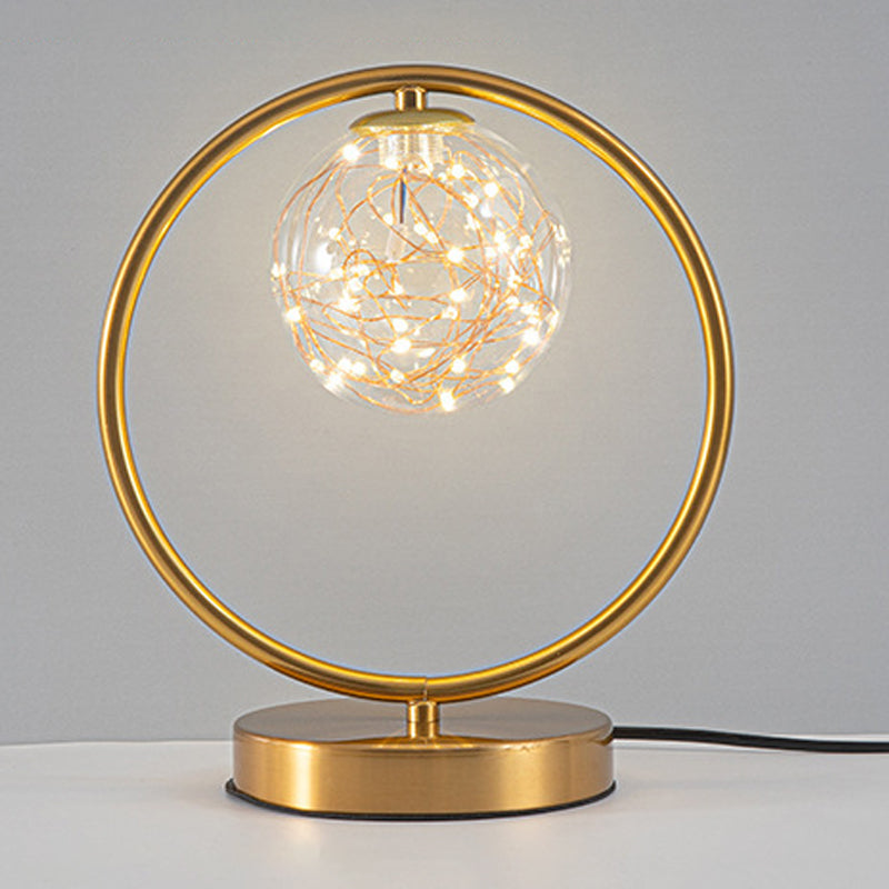 Modern Style Spherical Shape Table Light Glass 1 Light Nightstand Lamps for Bedside