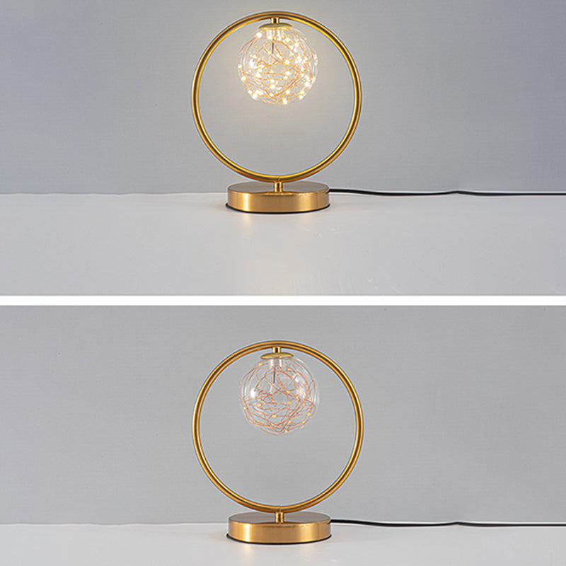 Modern Style Spherical Shape Table Light Glass 1 Light Nightstand Lamps for Bedside