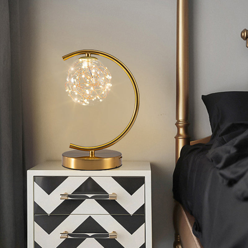 Modern Style Spherical Shape Table Light Glass 1 Light Nightstand Lamps for Bedside
