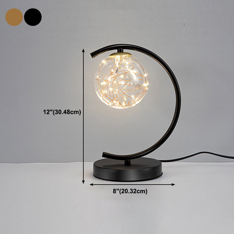 Modern Style Spherical Shape Table Light Glass 1 Light Nightstand Lamps for Bedside