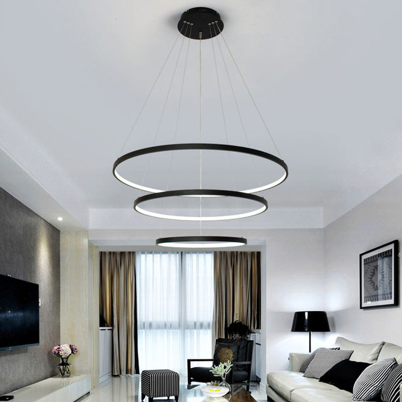 Round Hanging Light Kit Modern Style Metal 3 Lights Hanging Ceiling Lights