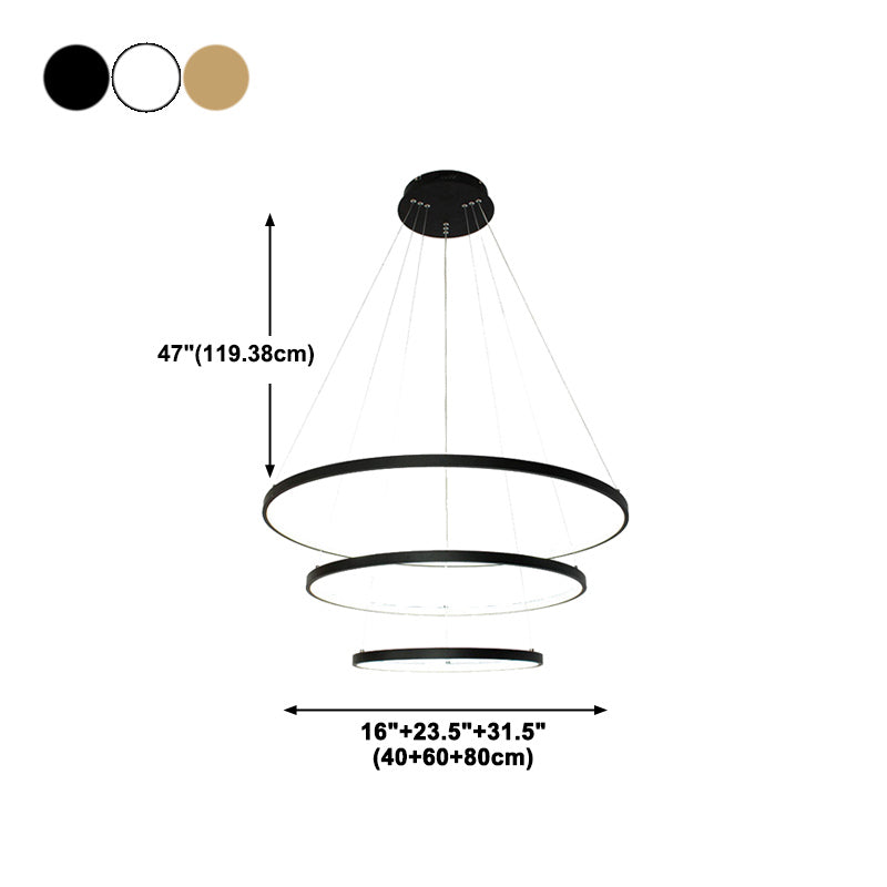 Round Hanging Light Kit Modern Style Metal 3 Lights Hanging Ceiling Lights