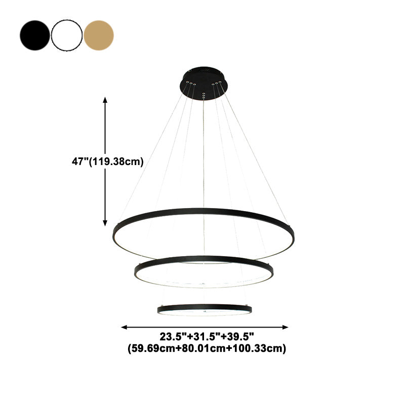 Round Hanging Light Kit Modern Style Metal 3 Lights Hanging Ceiling Lights