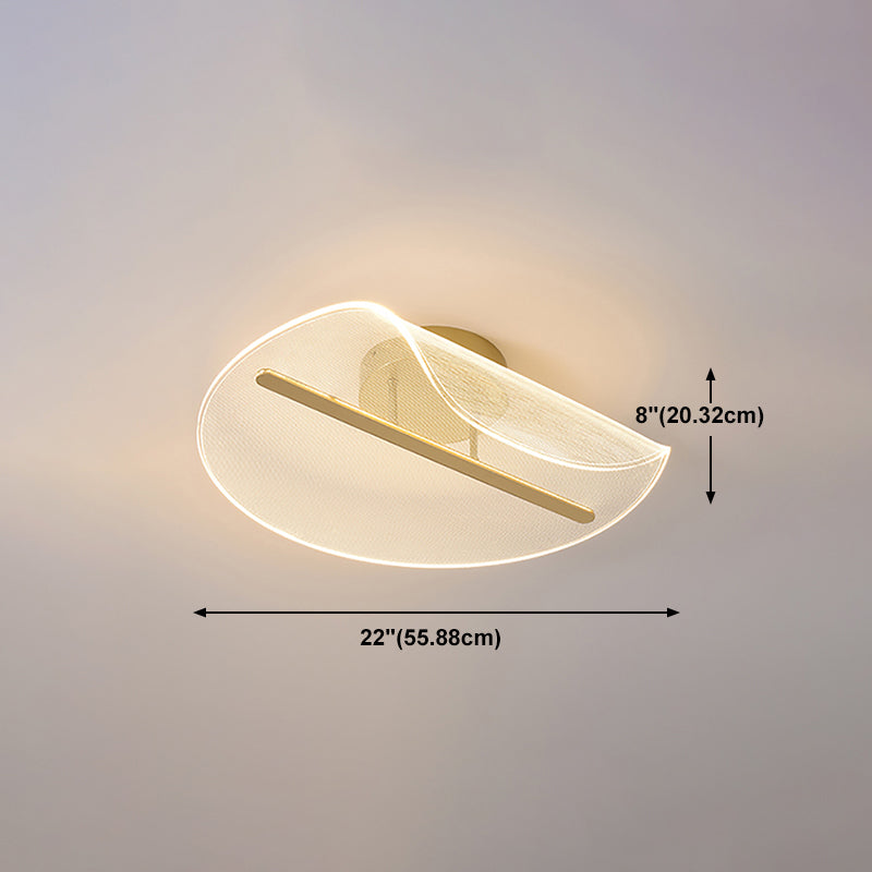 Acrylic Shaded Ceiling Light Fixture Simplicity LED Ceiling Flush Mount in Gold