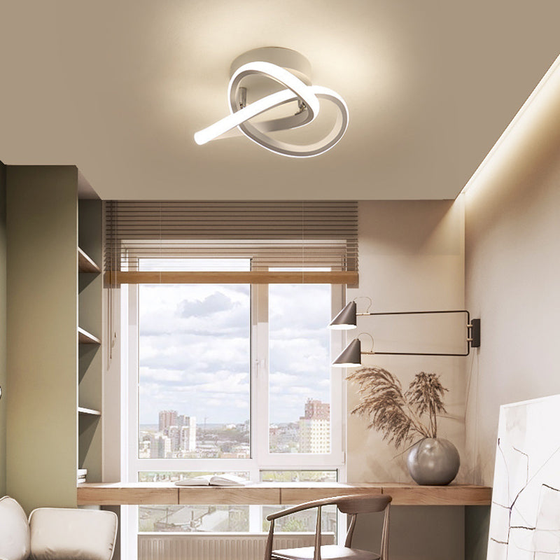 Twisted Aisle Ceiling Mounted Light Metal LED Nordic Semi Flush Mount Light