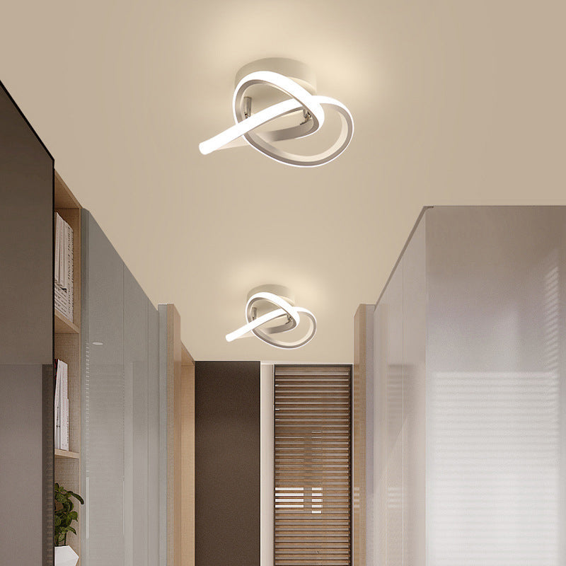 Twisted Aisle Ceiling Mounted Light Metal LED Nordic Semi Flush Mount Light