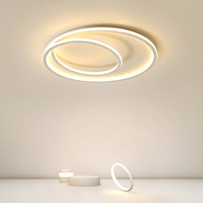 White Circle Ceiling Light Fixture Modern Style LED Metal Close to Ceiling Lamp