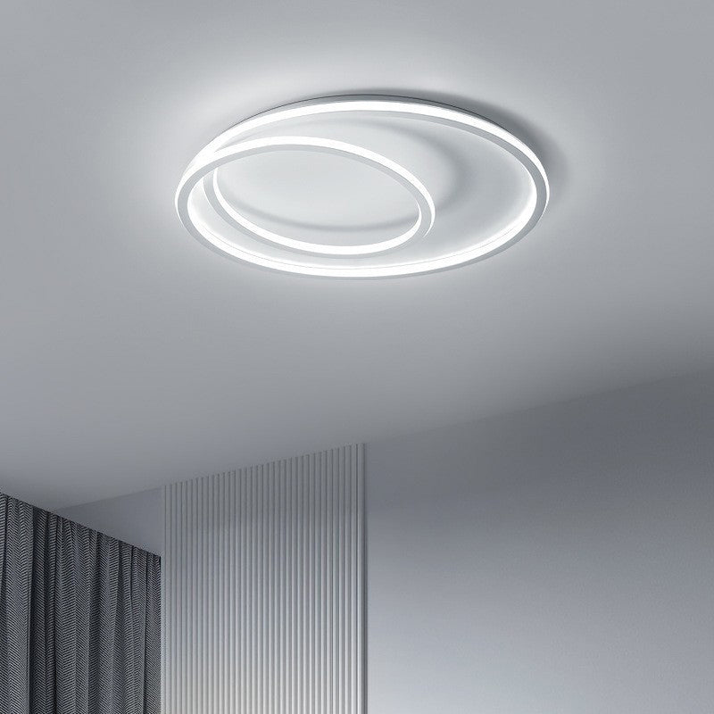 White Circle Ceiling Light Fixture Modern Style LED Metal Close to Ceiling Lamp