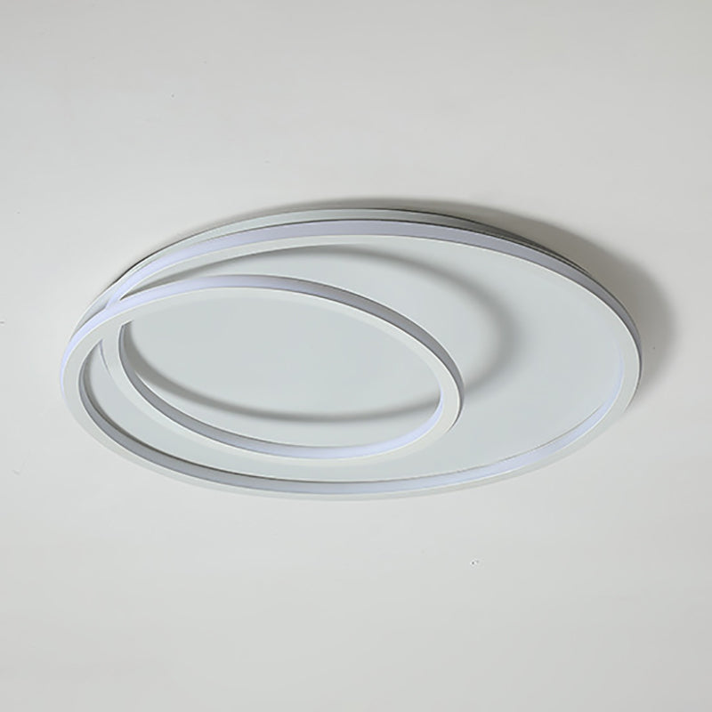 White Circle Ceiling Light Fixture Modern Style LED Metal Close to Ceiling Lamp