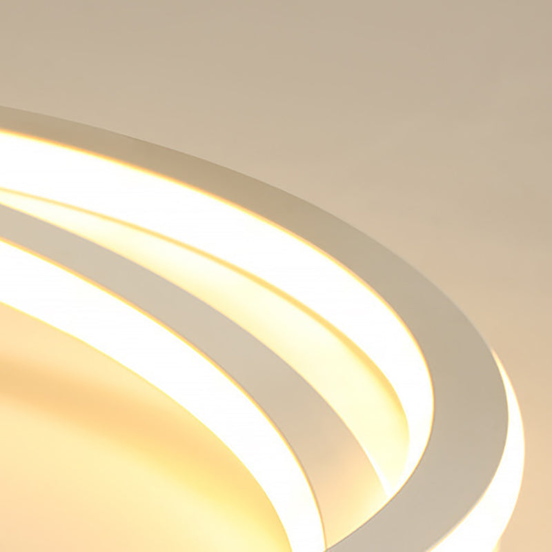 White Circle Ceiling Light Fixture Modern Style LED Metal Close to Ceiling Lamp