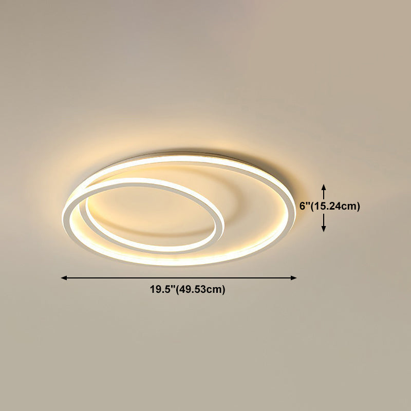 White Circle Ceiling Light Fixture Modern Style LED Metal Close to Ceiling Lamp