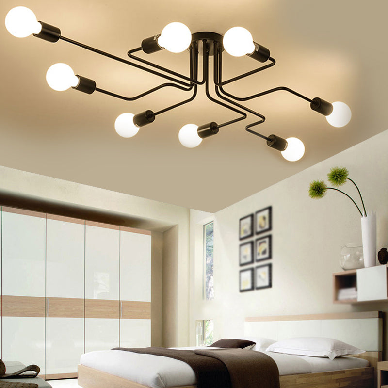 Metal Sputnik Shade Flush Ceiling Light Modern Multi-Lights Flush Mount Fixture