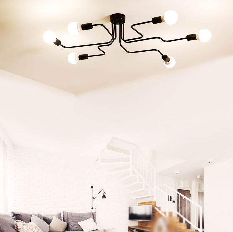 Metal Sputnik Shade Flush Ceiling Light Modern Multi-Lights Flush Mount Fixture