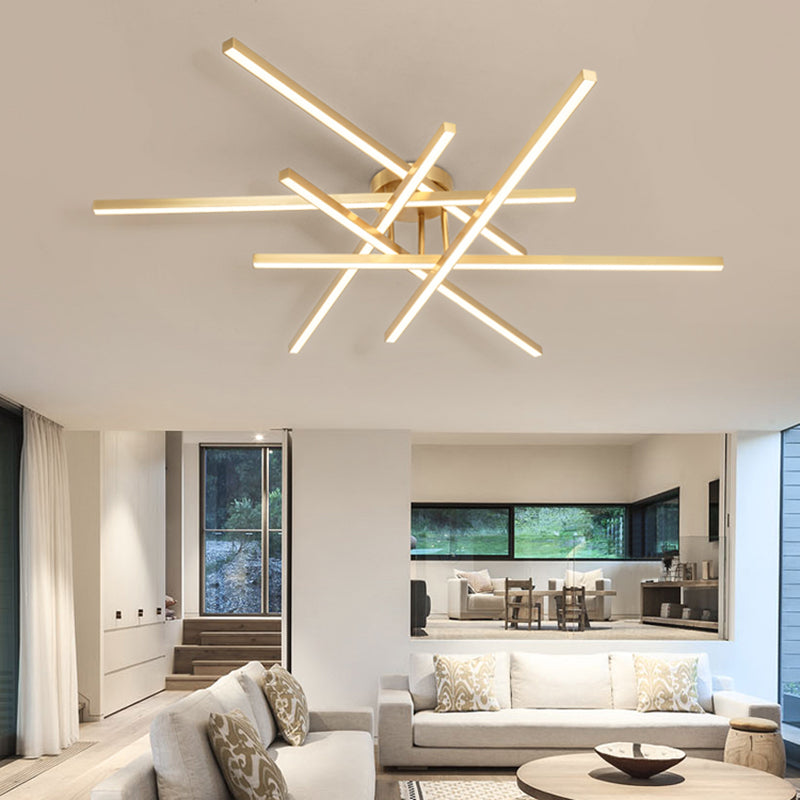 Line Shape LED Ceiling Lamp Modern Aluminium Flush Mount for Living Room