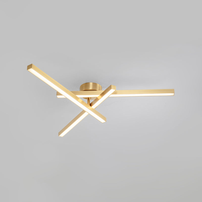 Line Shape LED Ceiling Lamp Modern Aluminium Flush Mount for Living Room