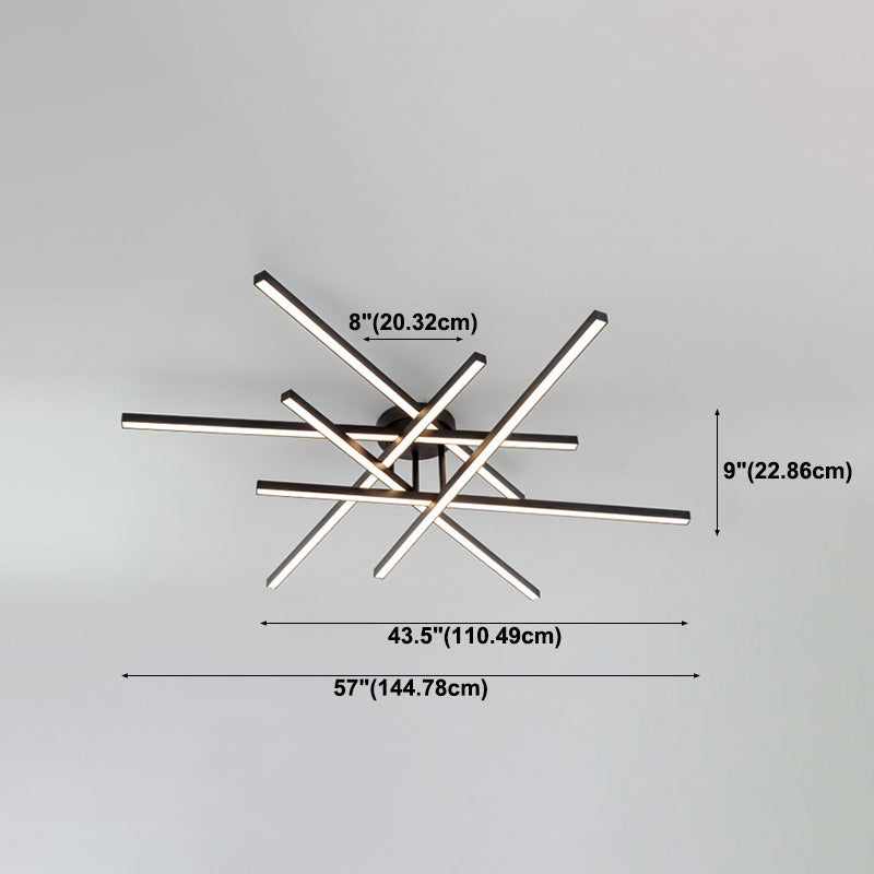 Line Shape LED Ceiling Lamp Modern Aluminium Flush Mount for Living Room