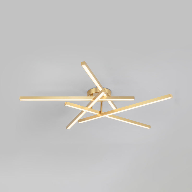 Line Shape LED Ceiling Lamp Modern Aluminium Flush Mount for Living Room