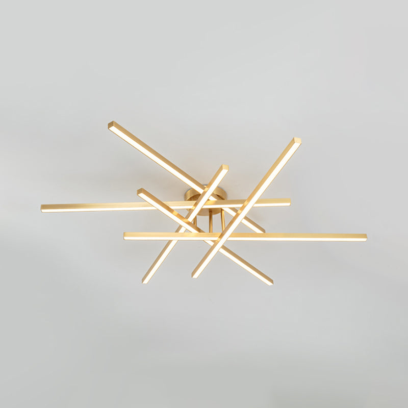 Line Shape LED Ceiling Lamp Modern Aluminium Flush Mount for Living Room