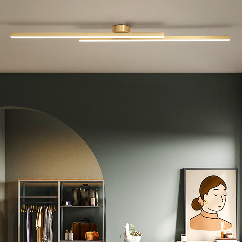 Line Shape LED Ceiling Lamp Modern Aluminium Flush Mount for Living Room