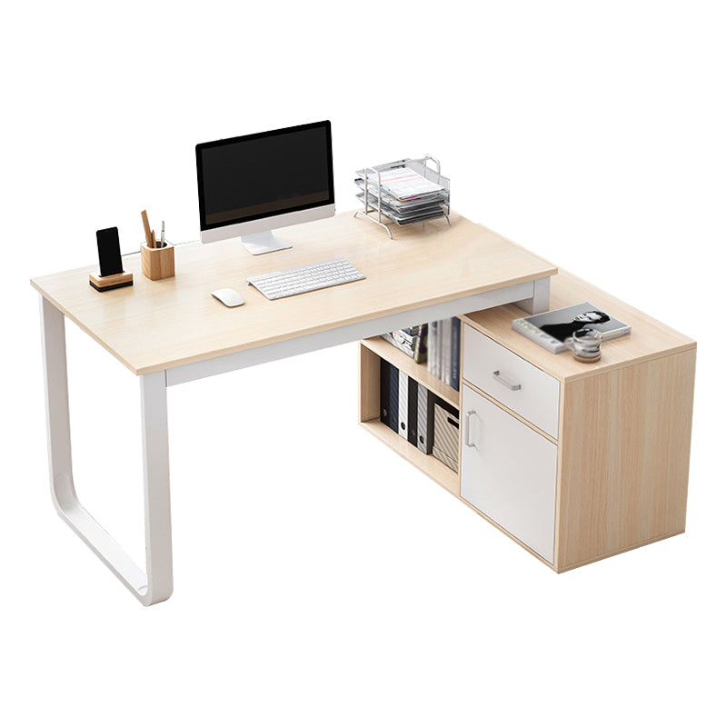 Corner Contemporary Writing Desk Manufactured Wood Desk with Drawer