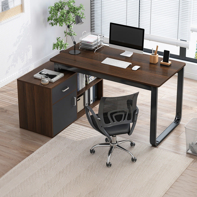 Corner Contemporary Writing Desk Manufactured Wood Desk with Drawer