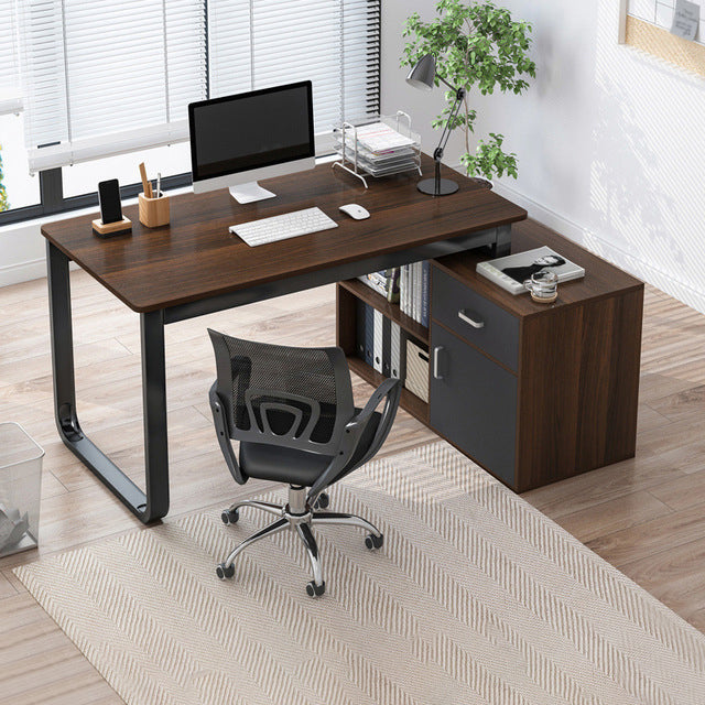 Corner Contemporary Writing Desk Manufactured Wood Desk with Drawer