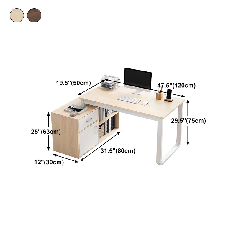 Corner Contemporary Writing Desk Manufactured Wood Desk with Drawer