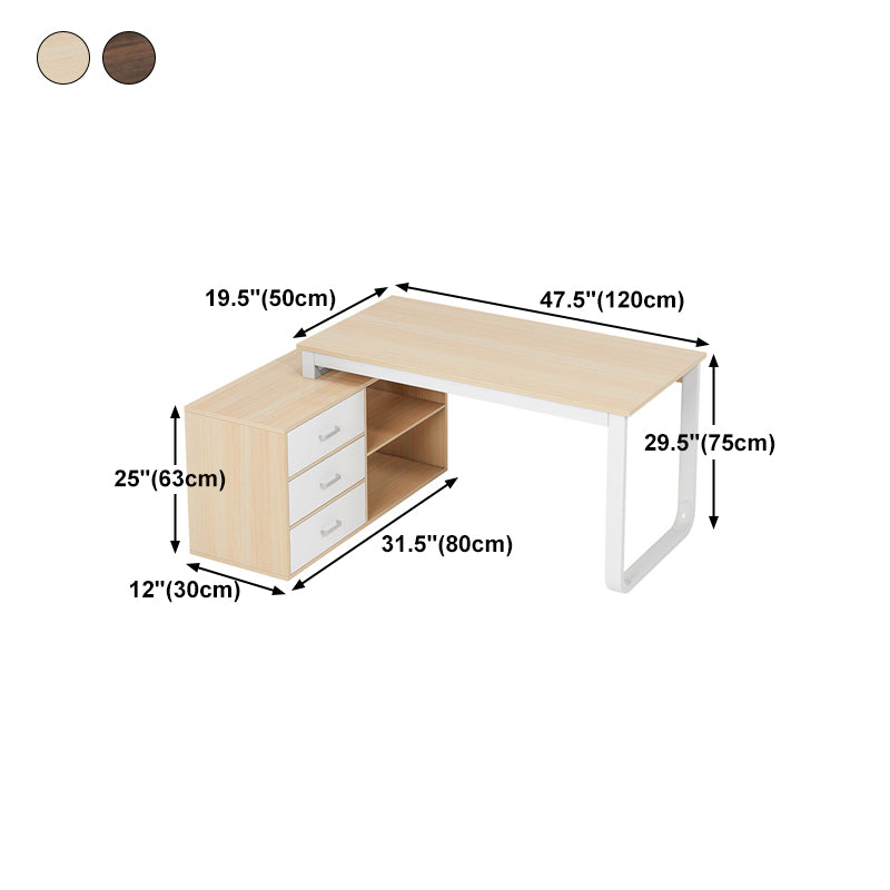 Corner Contemporary Writing Desk Manufactured Wood Desk with Drawer