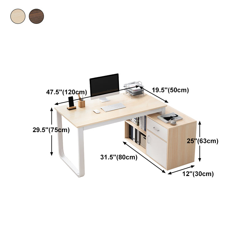 Corner Contemporary Writing Desk Manufactured Wood Desk with Drawer