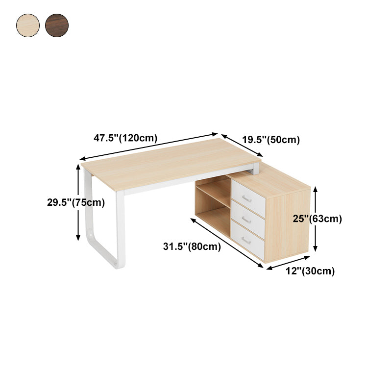 Corner Contemporary Writing Desk Manufactured Wood Desk with Drawer