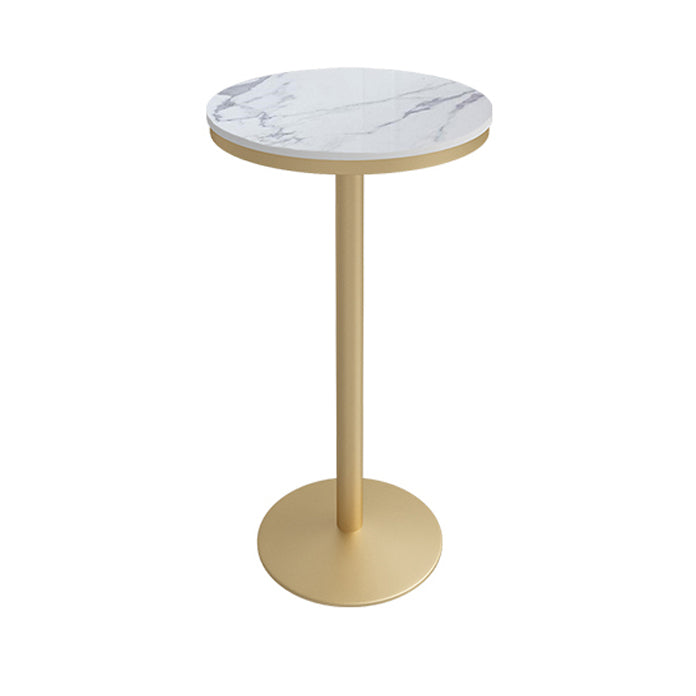 Stone Bar Dining Table Glam Round Bar Table with Pedestal for Dining Room