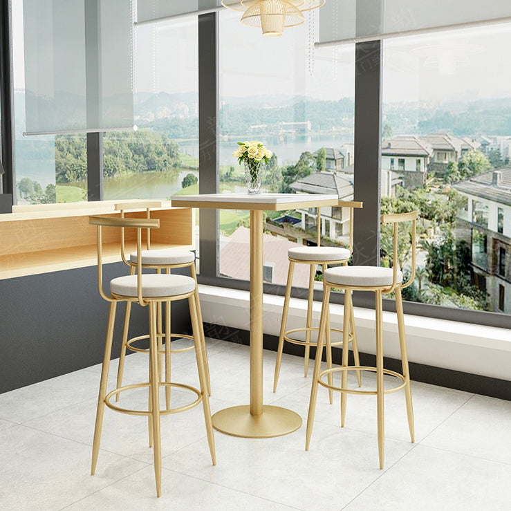 Stone Bar Dining Table Glam Round Bar Table with Pedestal for Dining Room