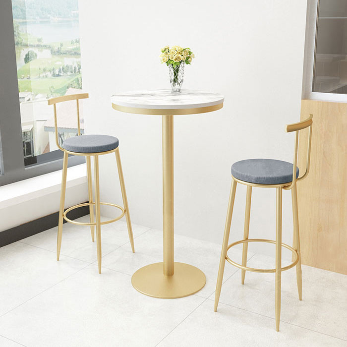 Stone Bar Dining Table Glam Round Bar Table with Pedestal for Dining Room