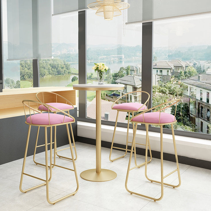 Stone Bar Dining Table Glam Round Bar Table with Pedestal for Dining Room