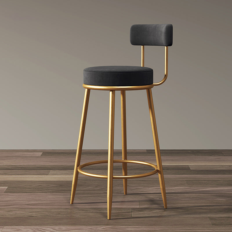 Nordic Armless Backrest Counter Stool Iron Cashier Bar Stool with Cushion and Pedal