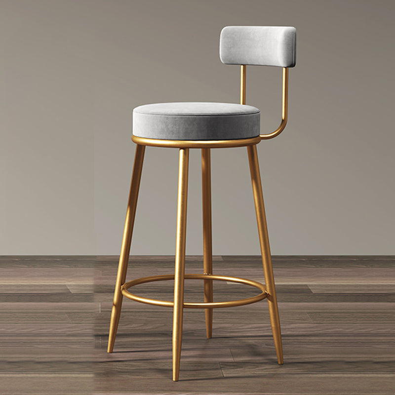 Glam Armless Backrest Counter Stool Iron Dining Room Bar Stool with Cushion and Pedal