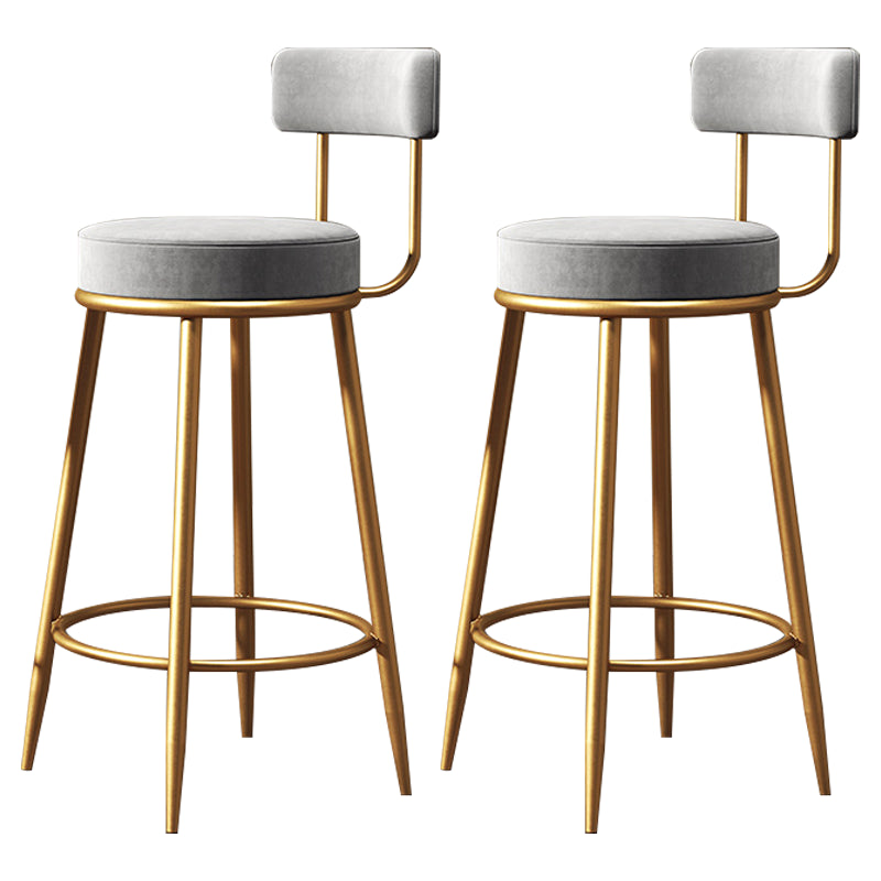 Glam Armless Backrest Counter Stool Iron Dining Room Bar Stool with Cushion and Pedal