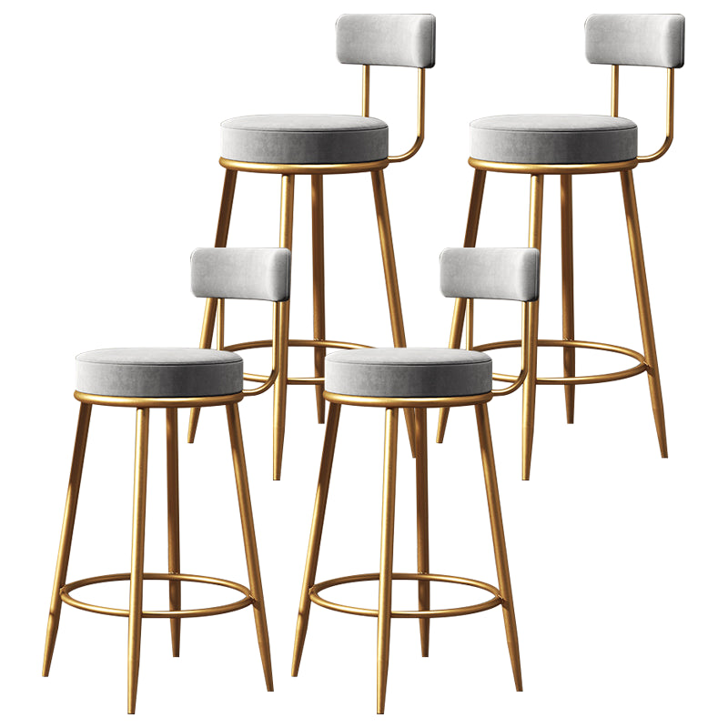 Glam Armless Backrest Counter Stool Iron Dining Room Bar Stool with Cushion and Pedal